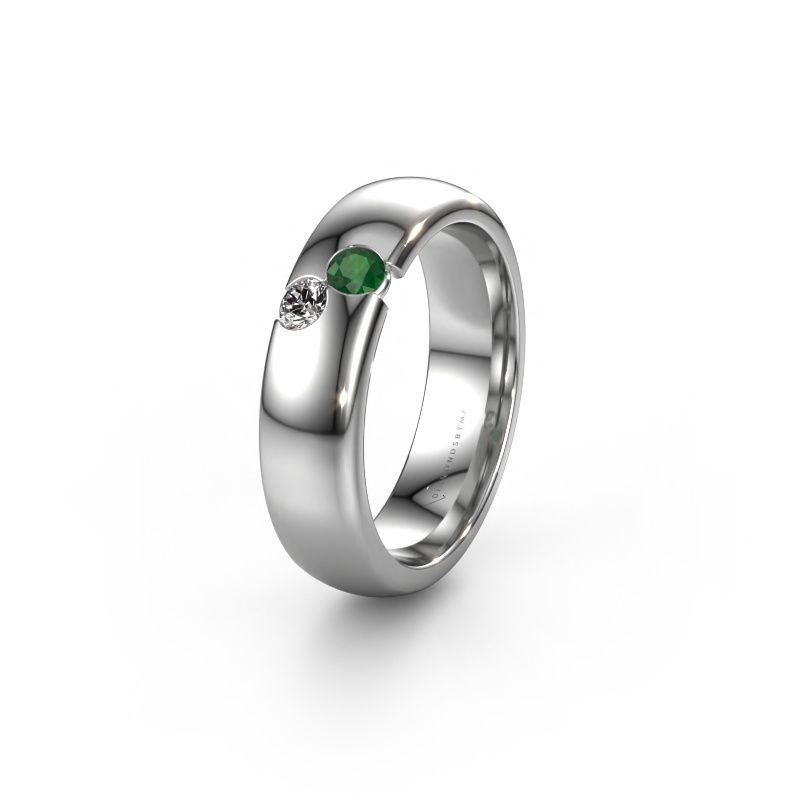 Wedding ring WH1003L26C 585 white gold emerald ±6x2.2 mm