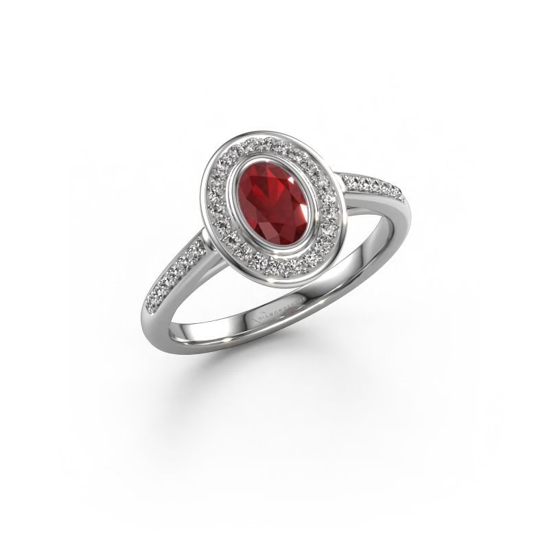 Verlobungsring Noud 2 OVL 950 Platin Rubin 6x4 mm