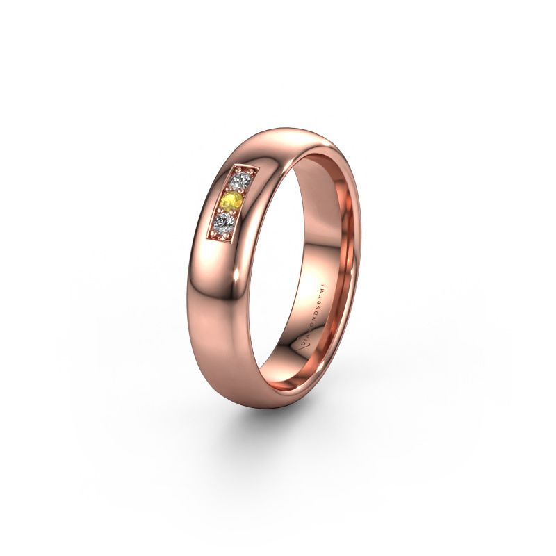 Wedding ring WH0110L35BP 585 rose gold yellow sapphire ±5x2 mm