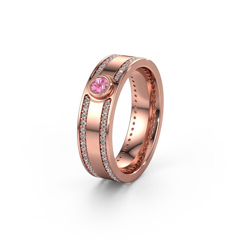 Wedding ring WH2044P 585 rose gold pink sapphire ±6x2 mm