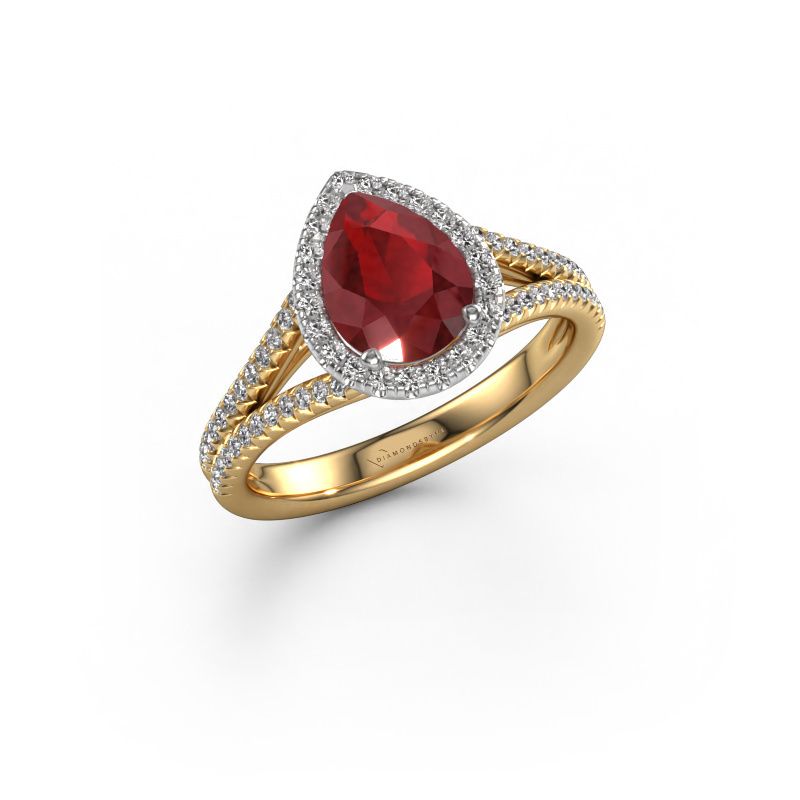 Verlobungsring Verla pear 2 585 Gold Rubin 8x6 mm