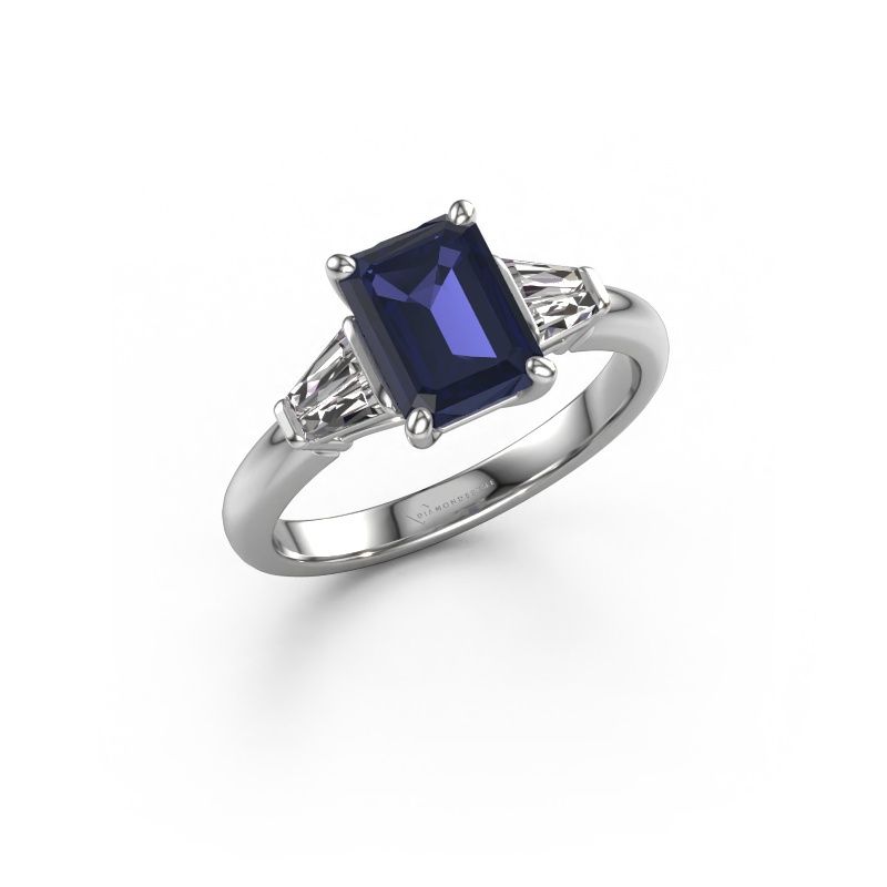 Verlobungsring Kina EME 950 Platin Saphir 8x6 mm