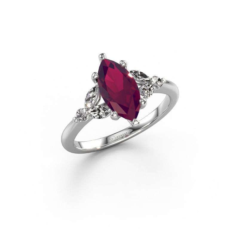 Verlobungsring Megan MRQ 585 Weißgold Rhodolit 11x5.5 mm