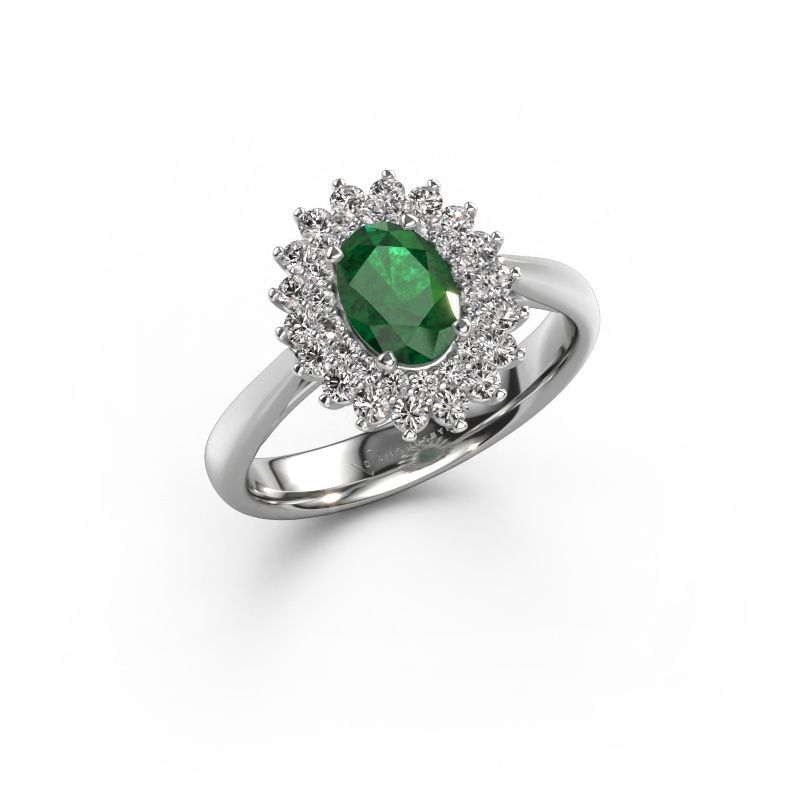 Engagement ring Alina 1 585 white gold emerald 7x5 mm