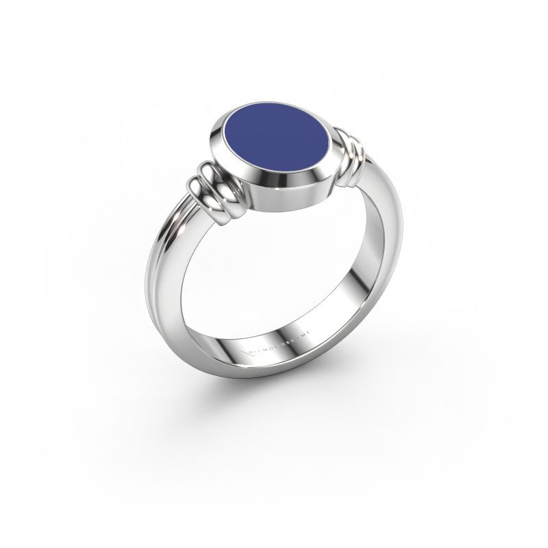 Pinky ring Jake 1 950 platinum blue enamel 10x8 mm