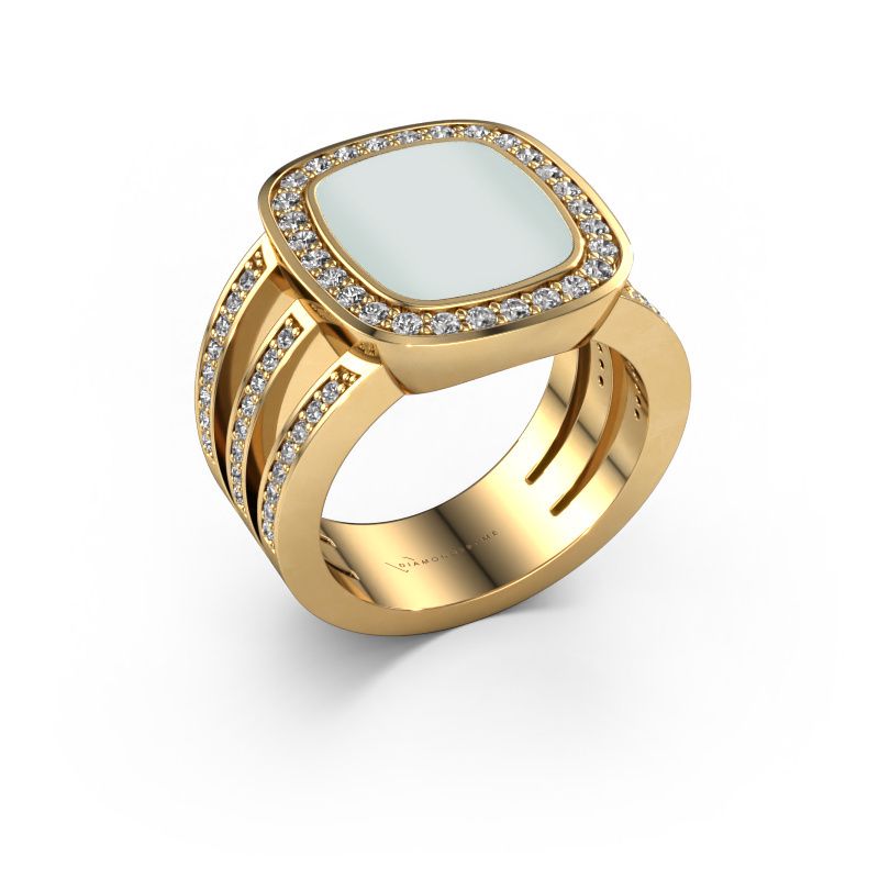 Signet ring Tijn 585 gold green sardonyx 13x11 mm