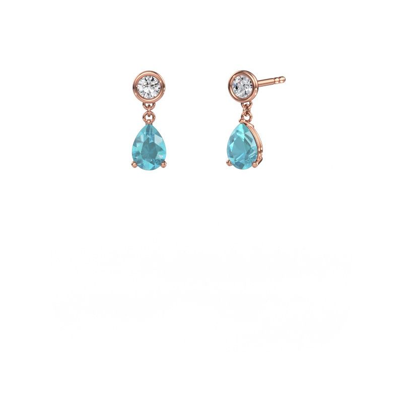 Ohrhänger Lacey PER 585 Roségold Blau Topas 7x5 mm