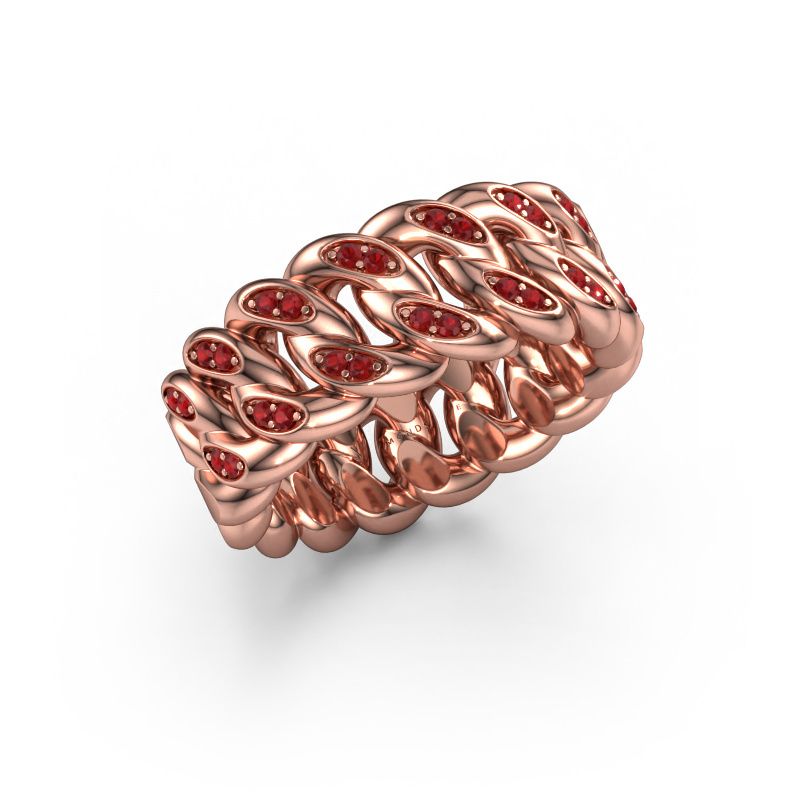 Heren ring Redouan 2 585 rosé goud robijn 1.1 mm