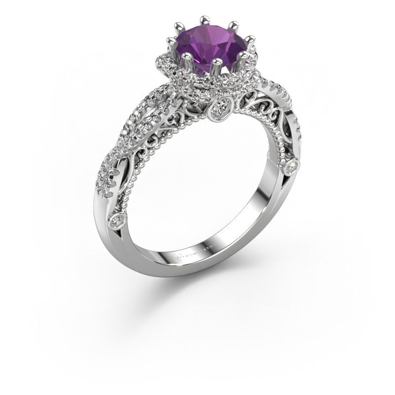 Bague de fiançailles Lysanne 950 platine améthyste 6.5 mm