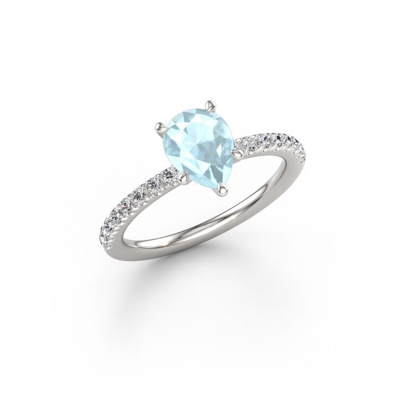 Bague de fiançailles Crystal PER 2 950 platine aigue-marine 8x6 mm