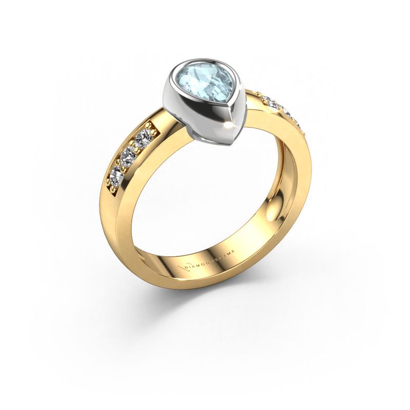 Ring Charlotte Pear 585 gold aquamarine 8x5 mm