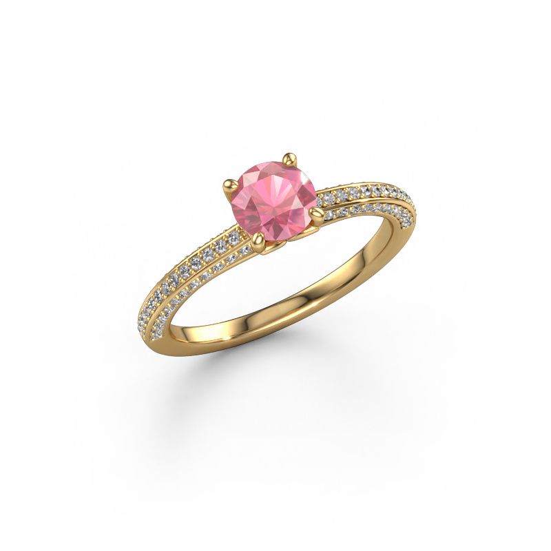 Engagement ring Elenore rnd 585 gold tourmaline pink 5.4 mm