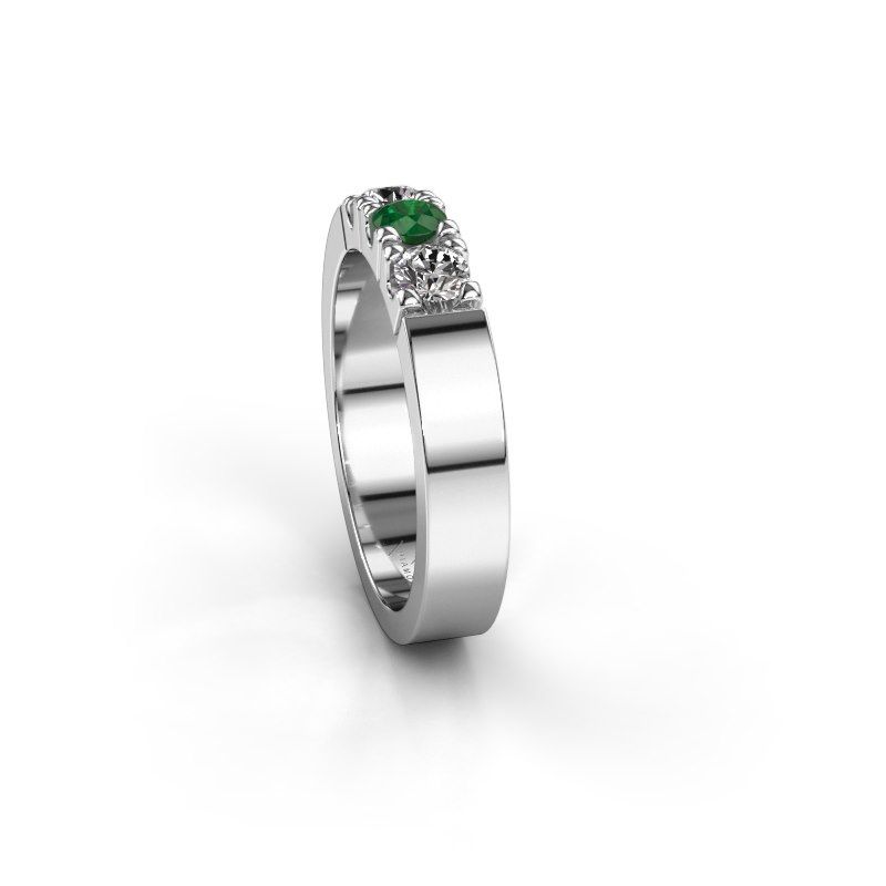 Afbeelding van Ring Dana 3 585 witgoud smaragd 4 mm