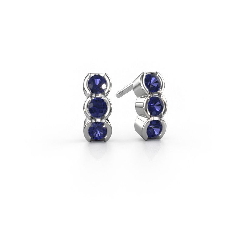 Boucles d'oreilles Lotte 585 or blanc saphir 3 mm