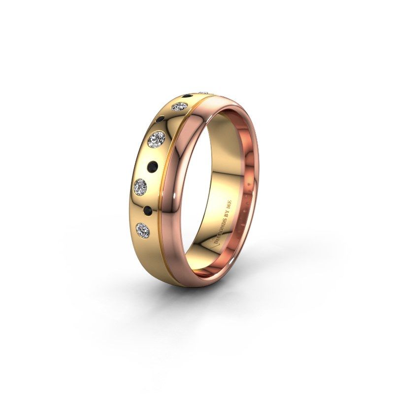 Image of Wedding ring WH0317L36AP<br/>585 gold ±6x1.7 mm<br/>Black diamond