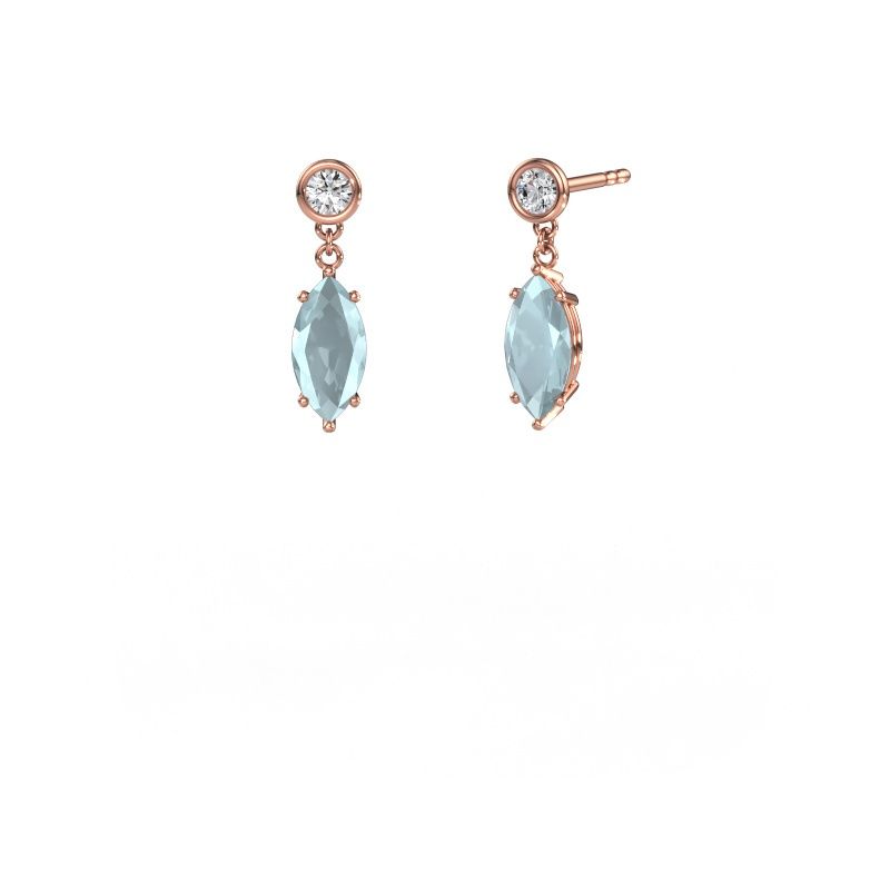 Pendants d'oreilles Lacey MRQ 585 or rose aigue-marine 10x5 mm