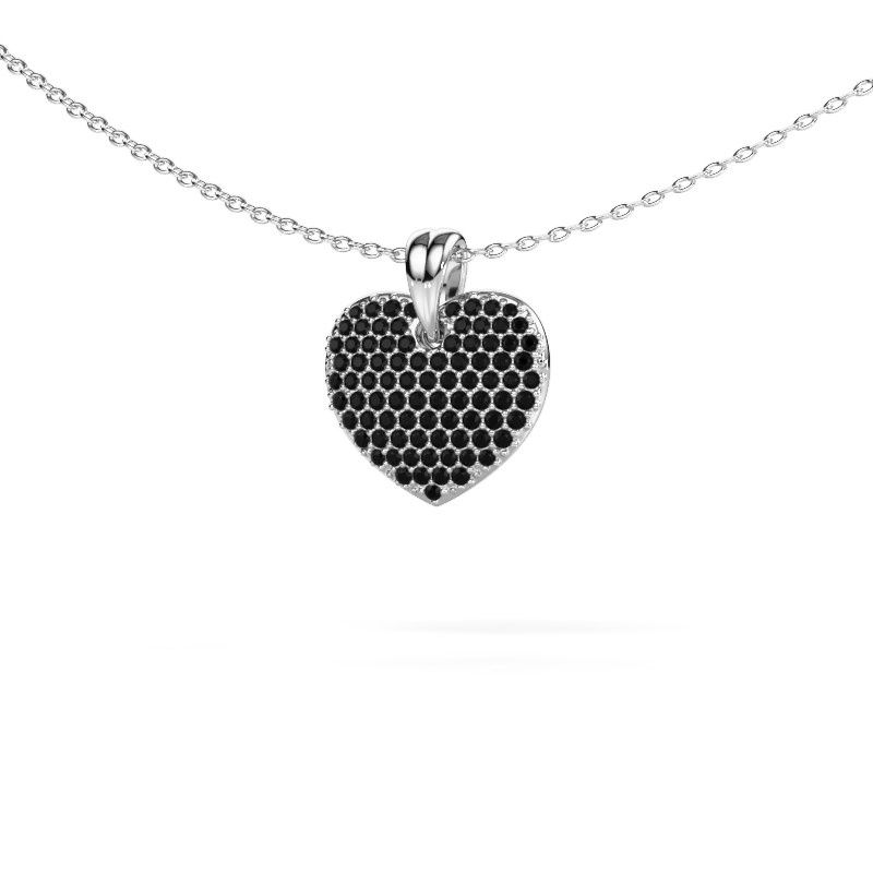 Image of Necklace Heart 5 585 white gold black diamond 0.48 crt