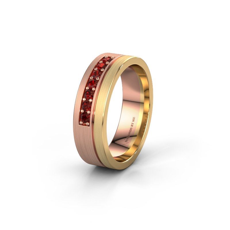 Afbeelding van Trouwring WH0312L16AM 585 rosé goud granaat ±6x1.7 mm