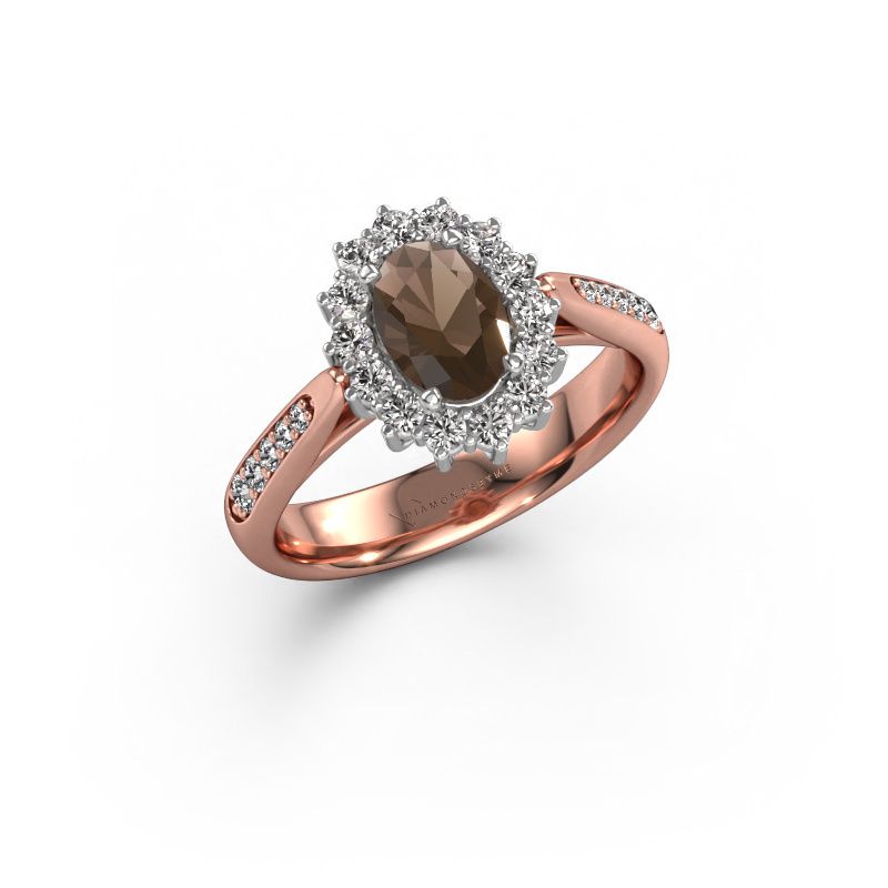 Verlobungsring Margien 2 585 Roségold Rauchquarz 7x5 mm