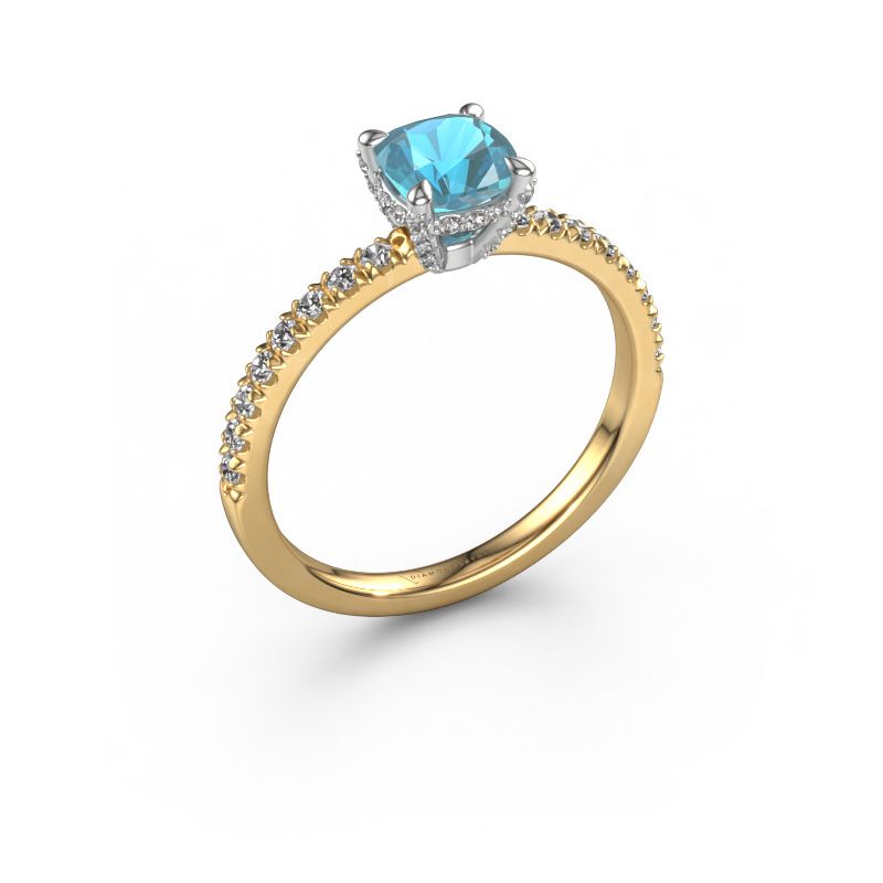 Engagement ring Saskia 1 CUS 585 gold blue topaz 5.5 mm