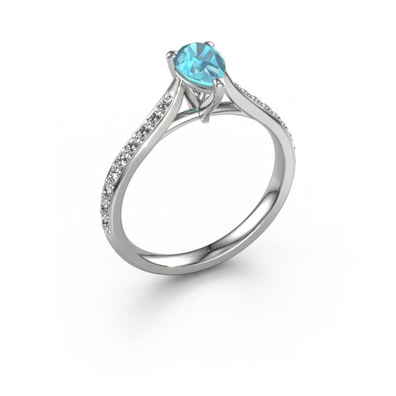 Bague de fiançailles Mignon PER 2 950 platine topaze bleue 6.5x4.5 mm
