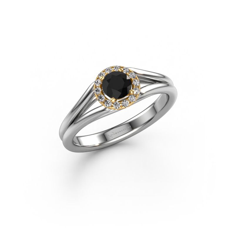 Bague de fiançailles Verla rnd 1 585 or blanc diamant noir 0.585 crt