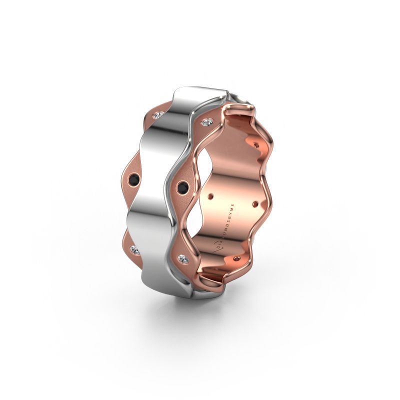 Trouwring WH2033L 585 rosé goud zwarte diamant ±7x2.4 mm