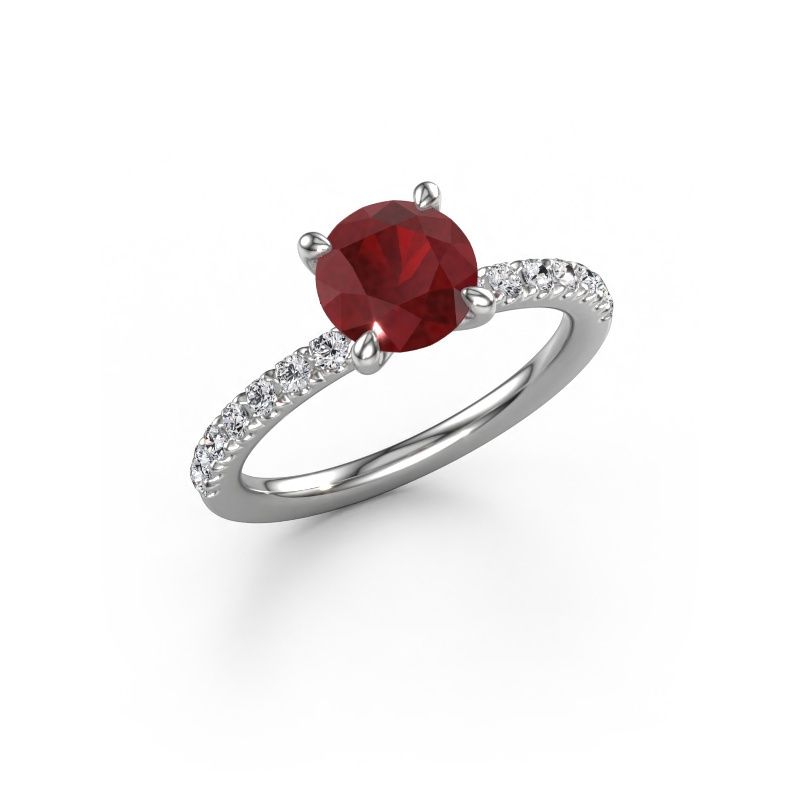 Engagement ring Crystal RND 2 950 platinum ruby 7 mm