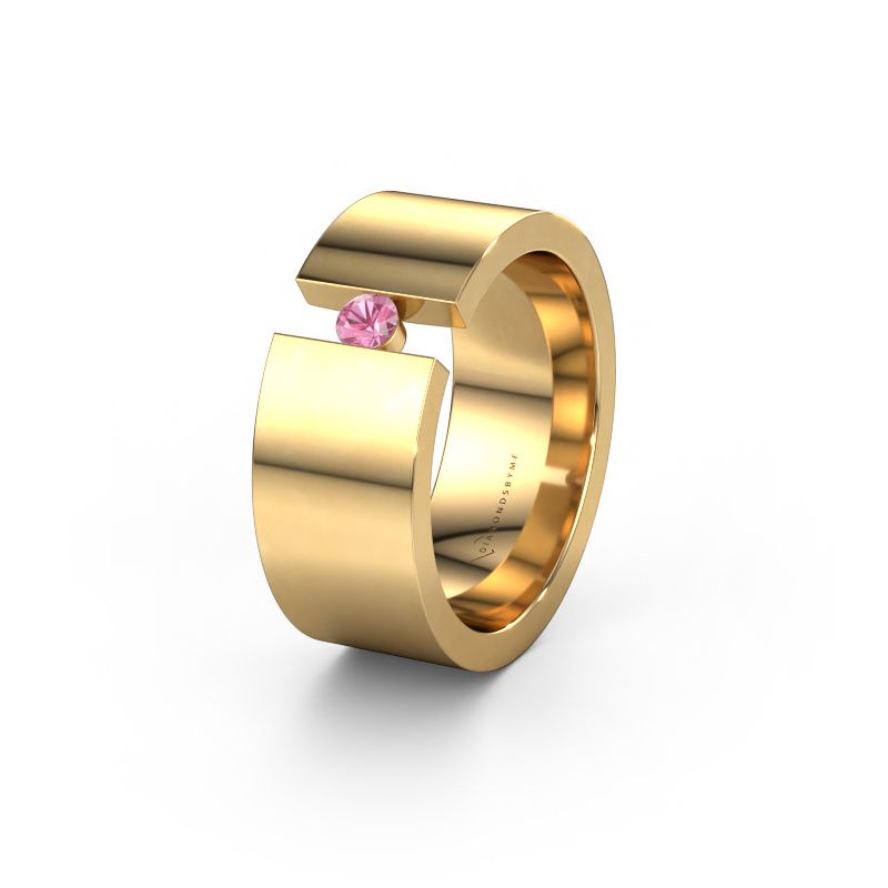 Trouwring WH0146L18BP 585 goud roze saffier ±8x2 mm