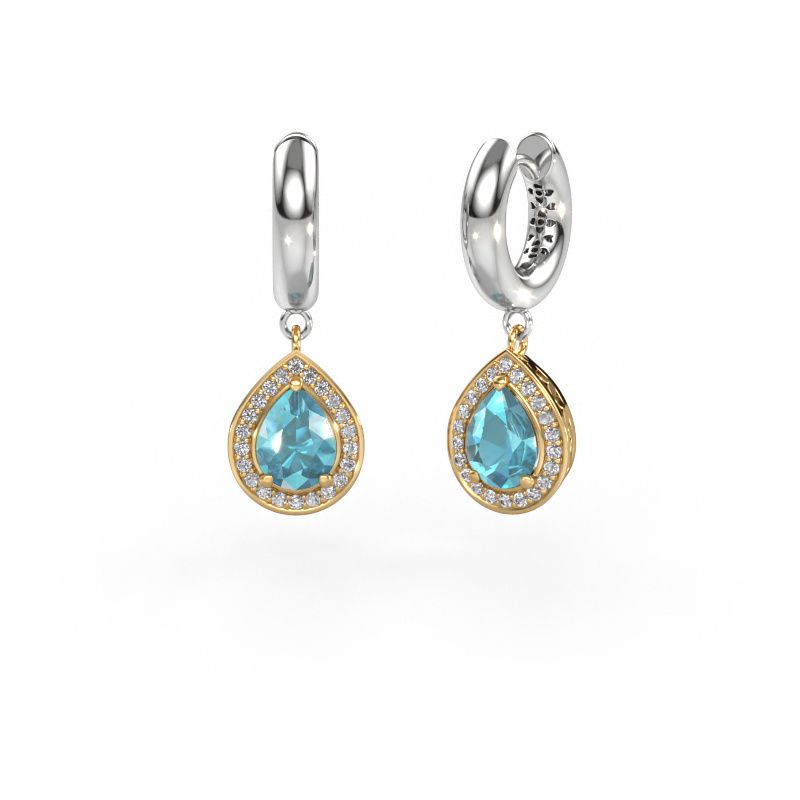 Pendants d'oreilles Barbar 1 585 or jaune topaze bleue 7x5 mm