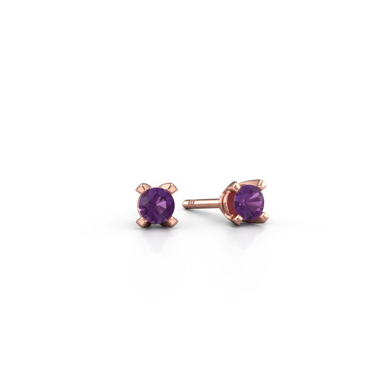 Stud earrings Isa 585 rose gold amethyst 5 mm