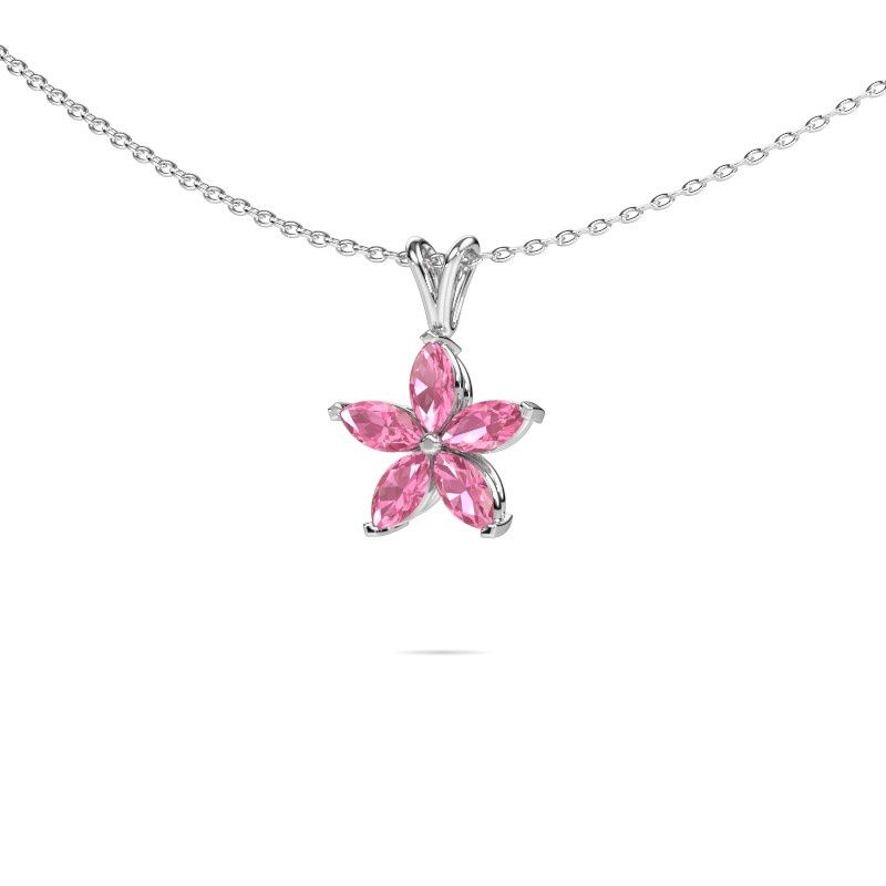 Pendentif Sylvana 950 platine saphir rose 5x2.5 mm