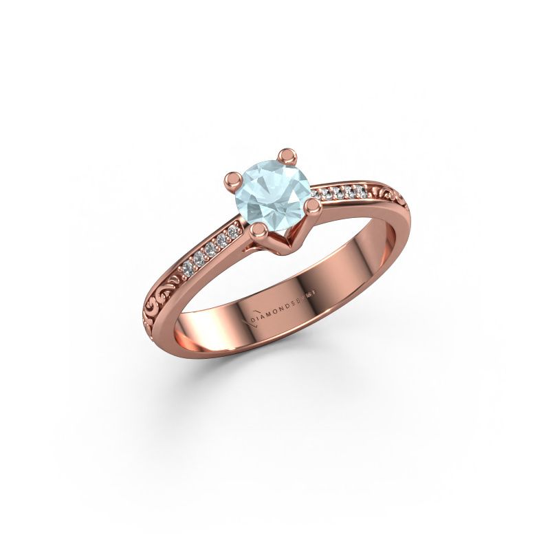 Engagement ring Mei 585 rose gold aquamarine 4.7 mm