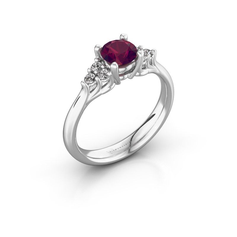 Afbeelding van Verlovingsring Monika RND<br/>585 witgoud<br/>Rhodoliet 5.5 mm