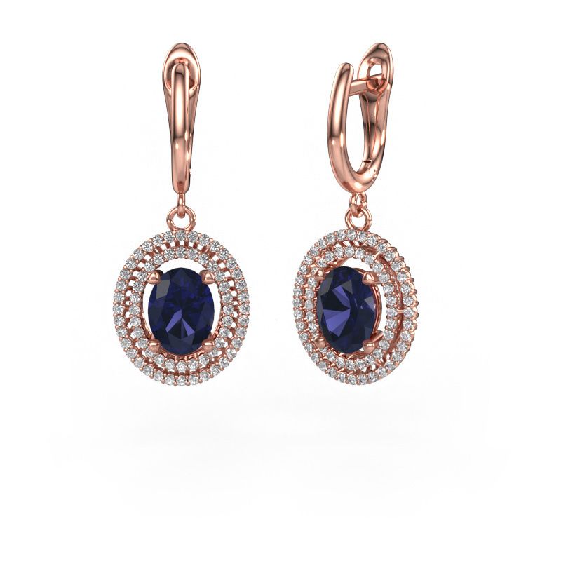 Pendants d'oreilles Karren 585 or rose saphir 8x6 mm