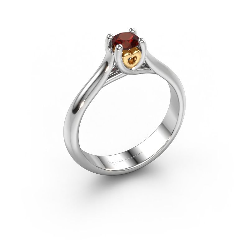Engagement ring Nisa 585 white gold garnet 4.2 mm