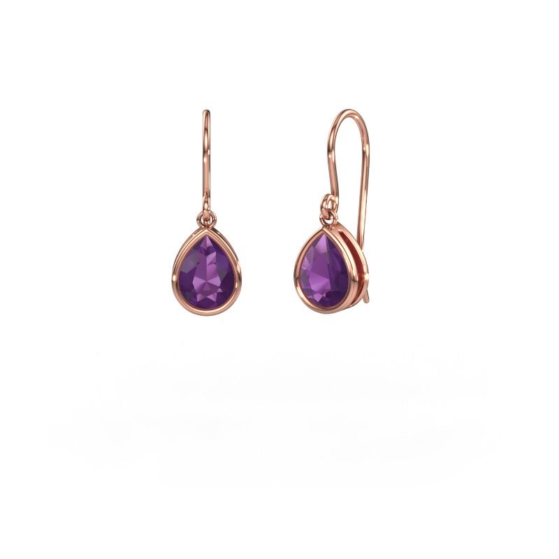 Oorbellen Lavon PER 585 rosé goud amethist 8x6 mm