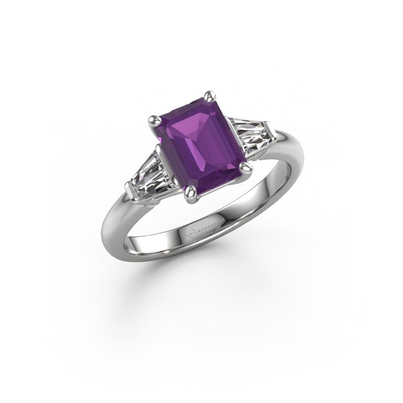 Bague de fiançailles Kina EME 950 platine améthyste 8x6 mm
