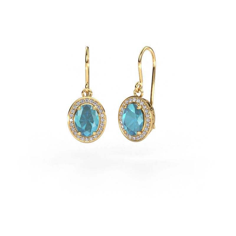 Drop earrings Latesha 585 gold blue topaz 7x5 mm