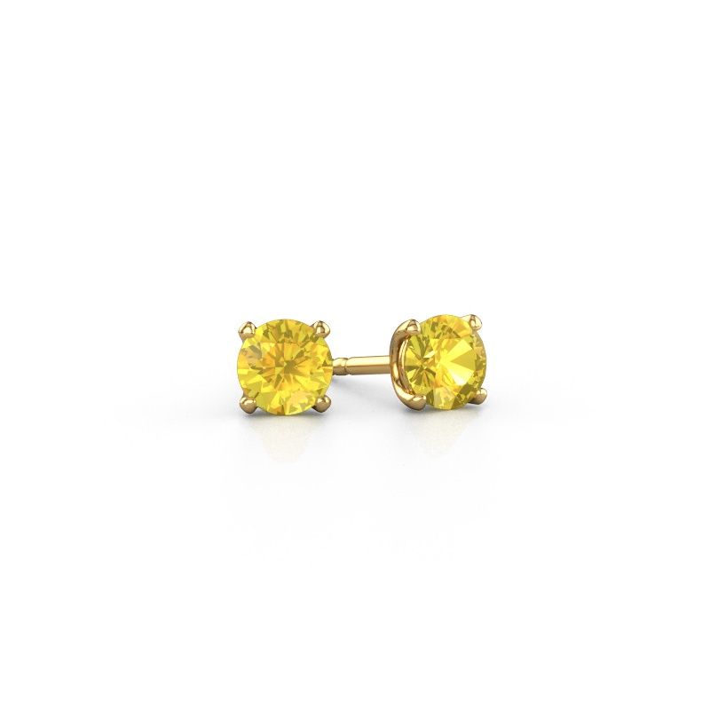 Clous d'oreilles Sam RND 585 or jaune saphir jaune 5 mm