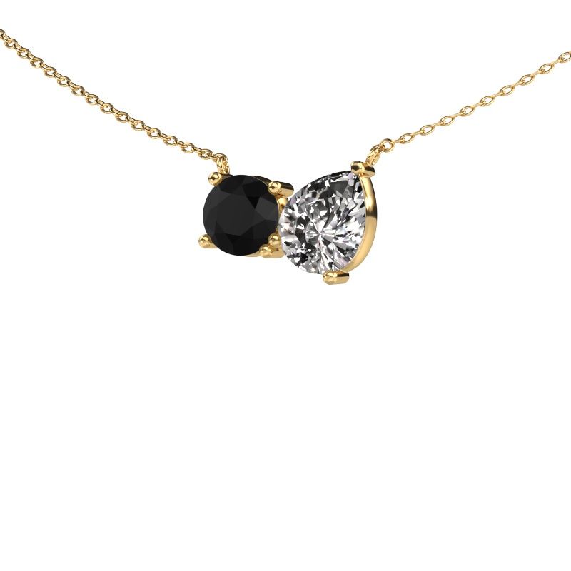 Pendant Toi et Moi RND PER 585 gold black diamond 2.80 crt