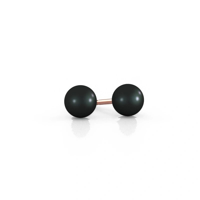 Stud earrings Blanche 585 rose gold black pearl 6 mm