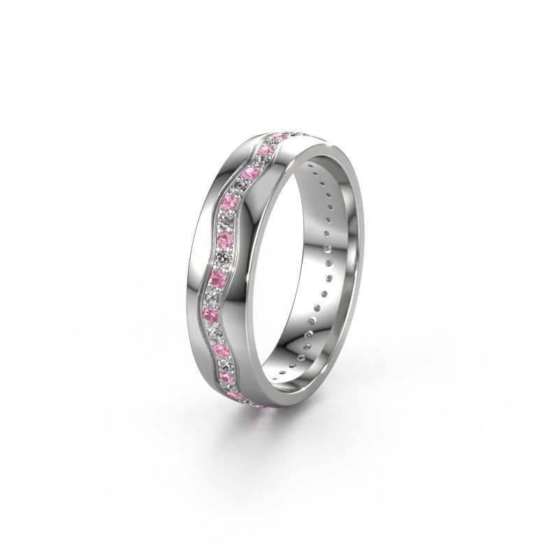 Trouwring WH0803L25AP 950 platina roze saffier ±5x1.7 mm