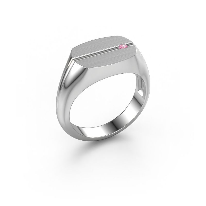 Herenring Stijn 950 platina roze saffier 2 mm
