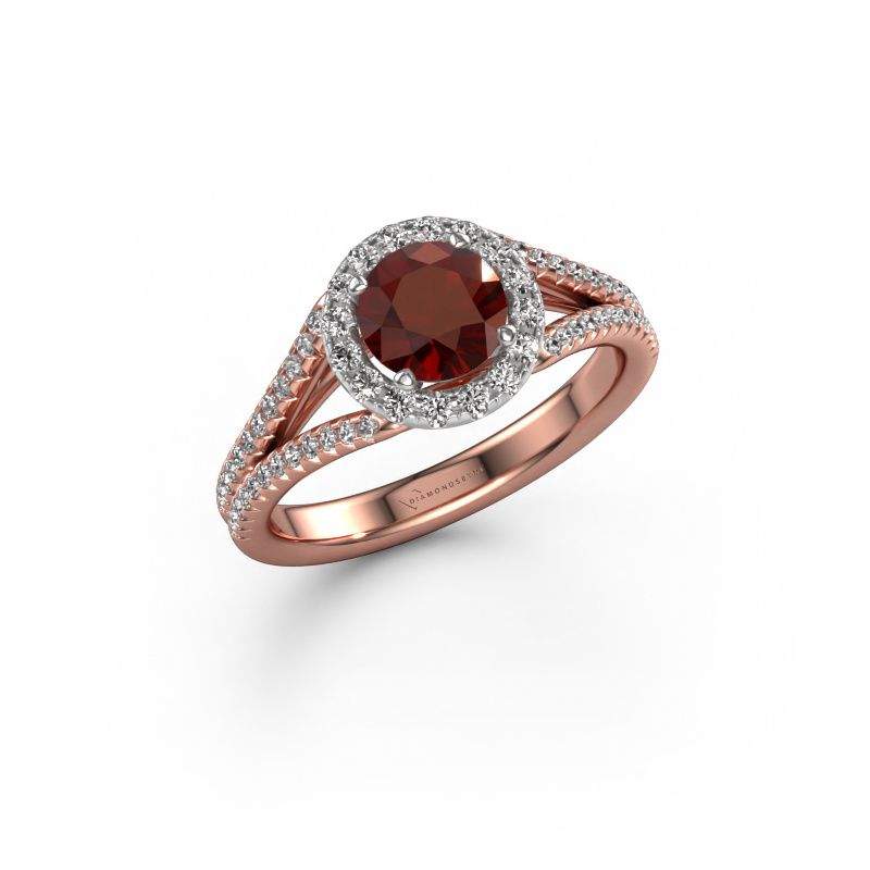 Verlobungsring Verla rnd 2 585 Roségold Granat 6.5 mm