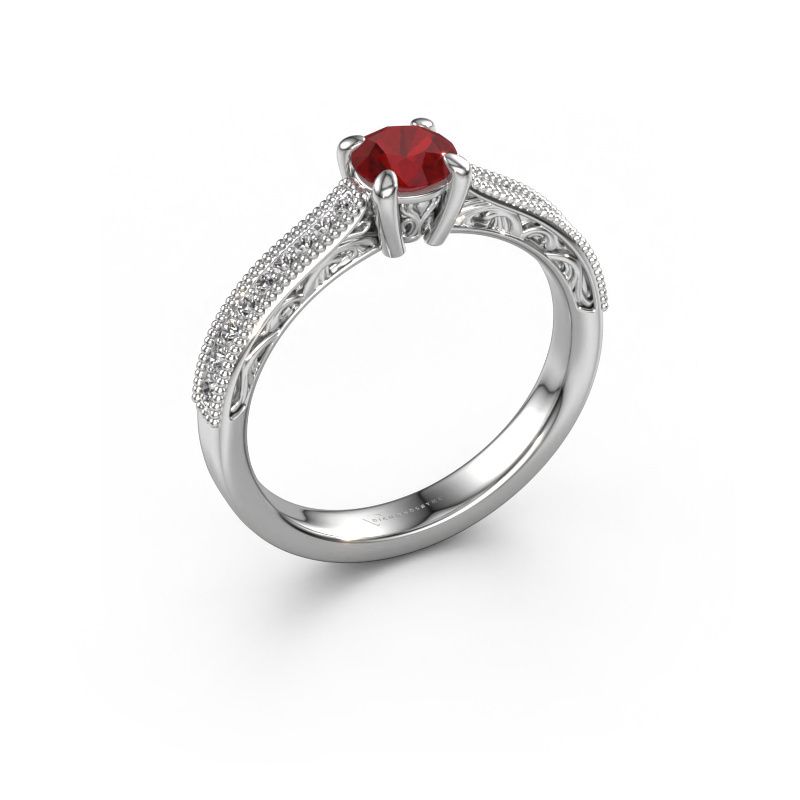 Engagement ring Shonta RND 950 platinum ruby 4.7 mm