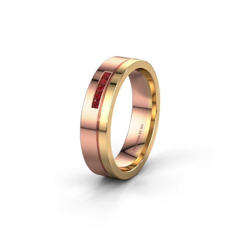 Image of Wedding ring WH0307L15AP<br/>585 rose gold ±5x1.7 mm<br/>Ruby