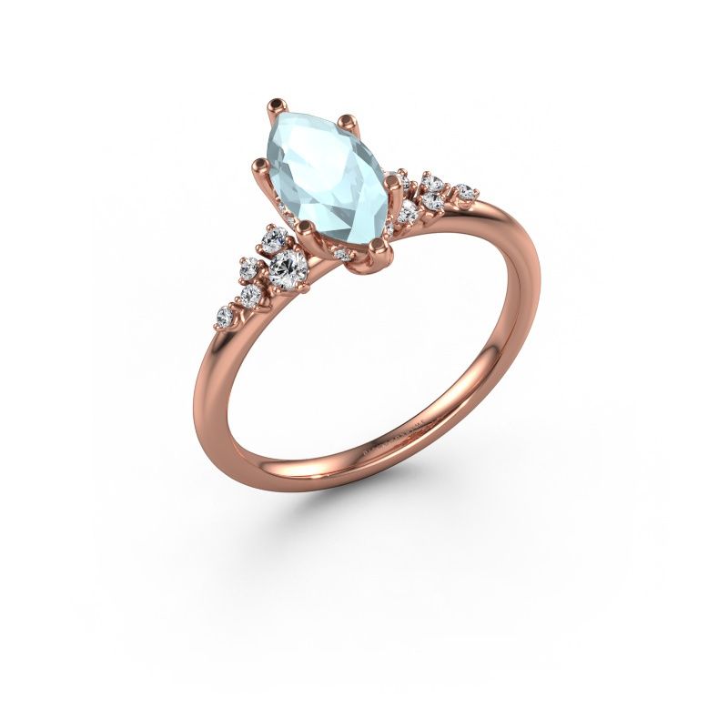 Verlobungsring Emma MRQ 585 Roségold Aquamarin 10x5 mm