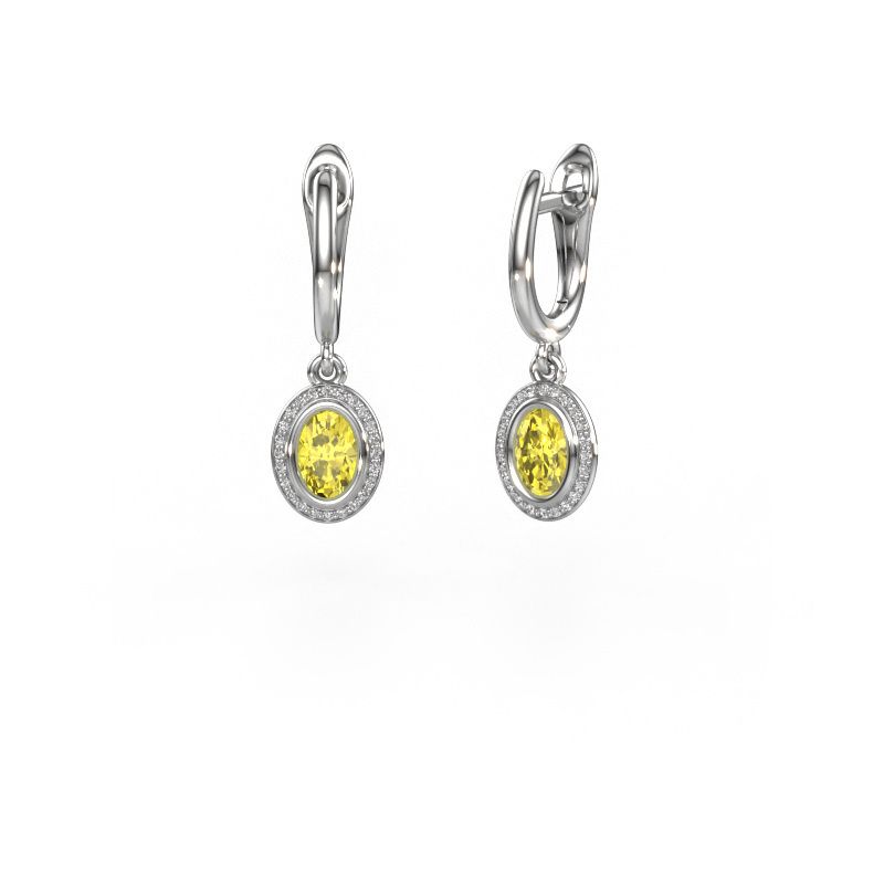 Ohrhänger Noud OVL 585 Weißgold gelber Labor Diamant 6x4 mm