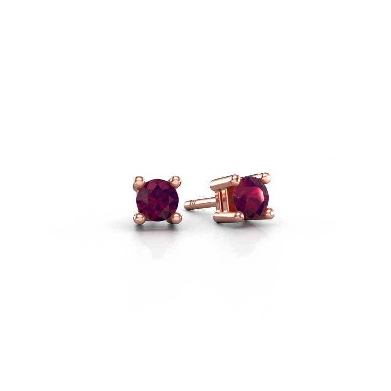 Stud earrings Eline 585 rose gold rhodolite 5 mm